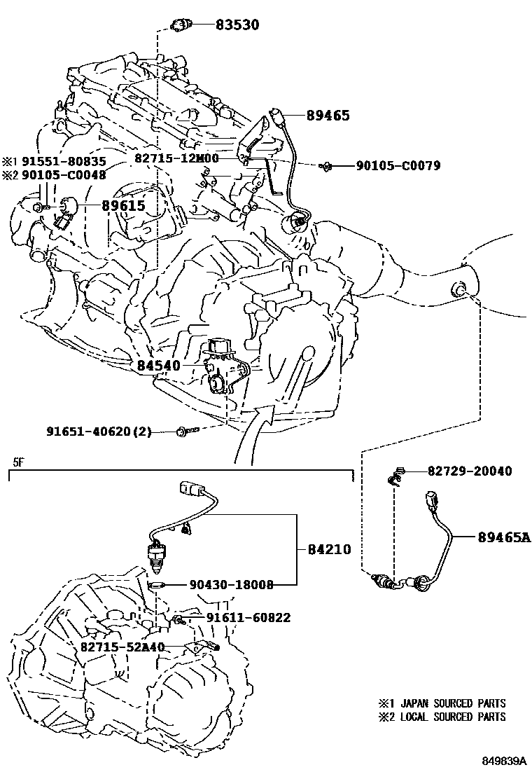 Toyota YARIS 开关和继电器和ECU EPC diagram — 849839A