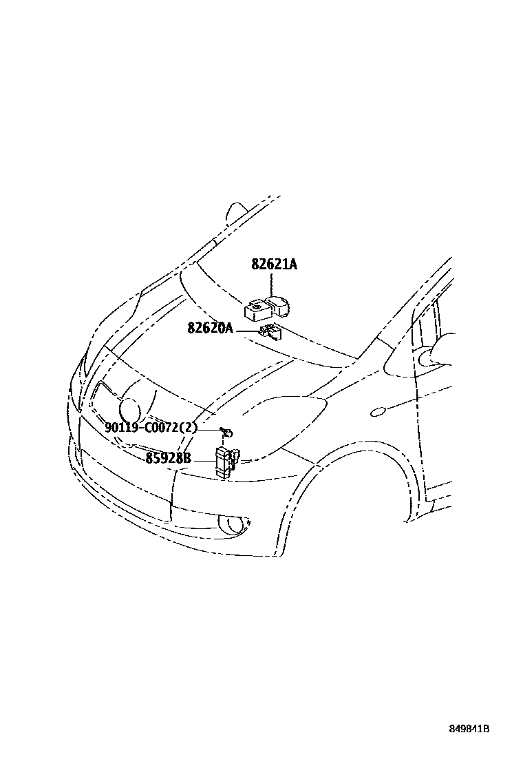 Toyota YARIS 开关和继电器和ECU EPC diagram — 849841B