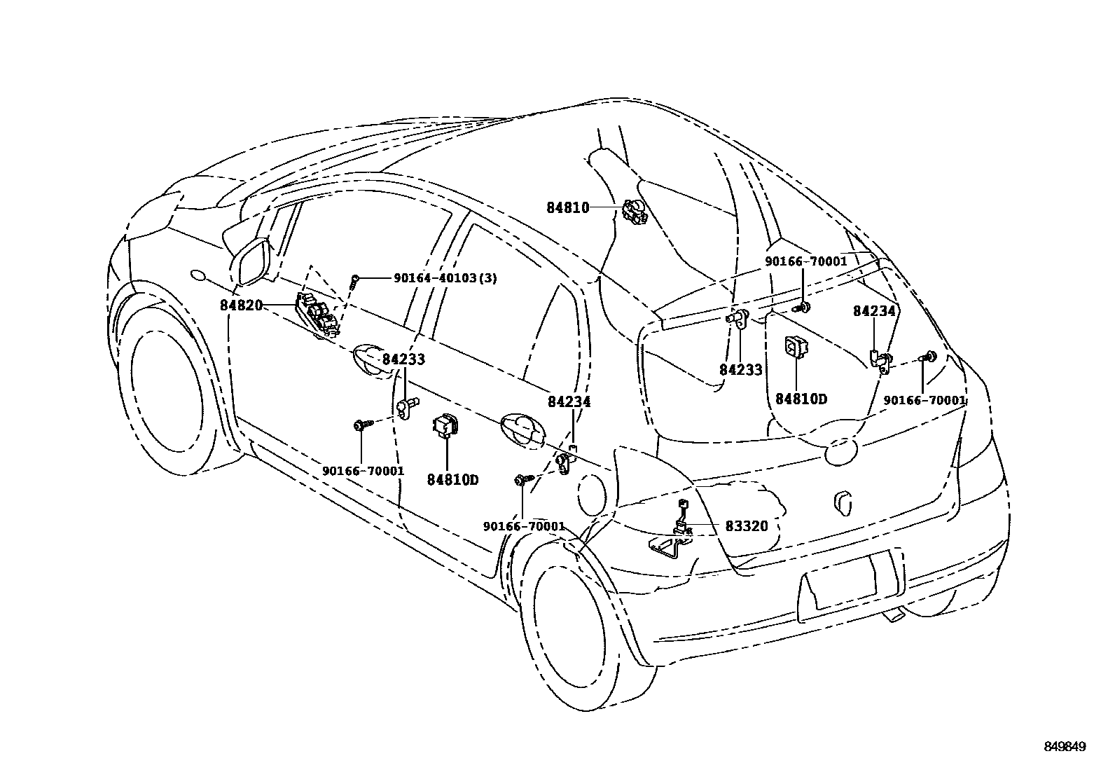 Toyota YARIS 开关和继电器和ECU EPC diagram — 849849