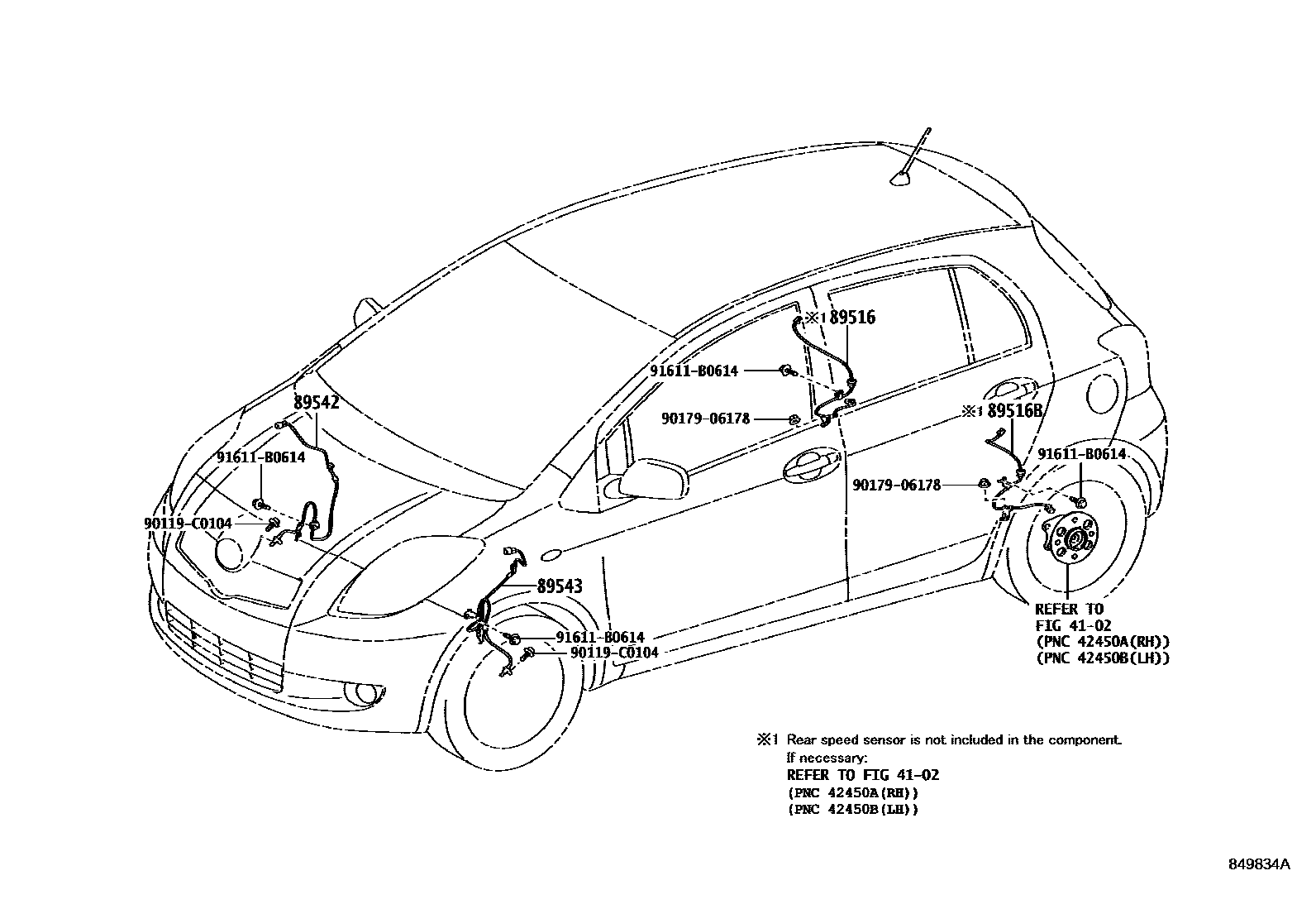 Toyota YARIS ABS 和 VSC EPC diagram — 849834A