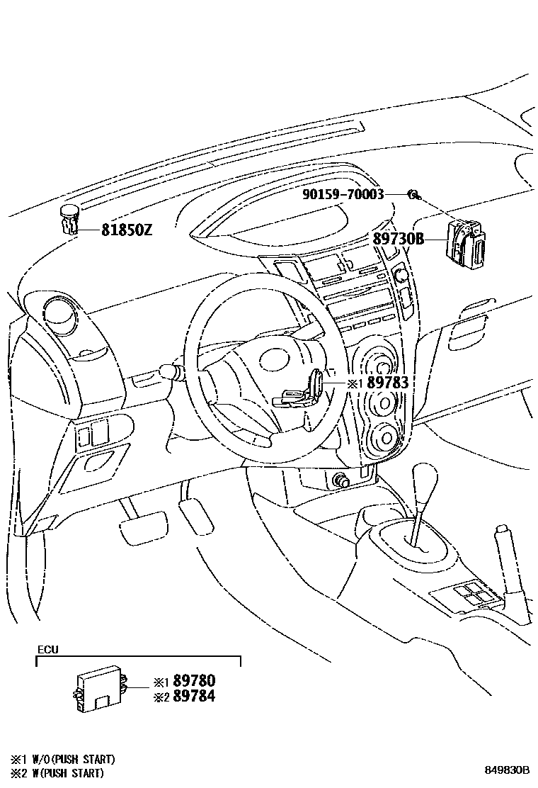 Toyota YARIS 防盗装置 EPC diagram — 849830B