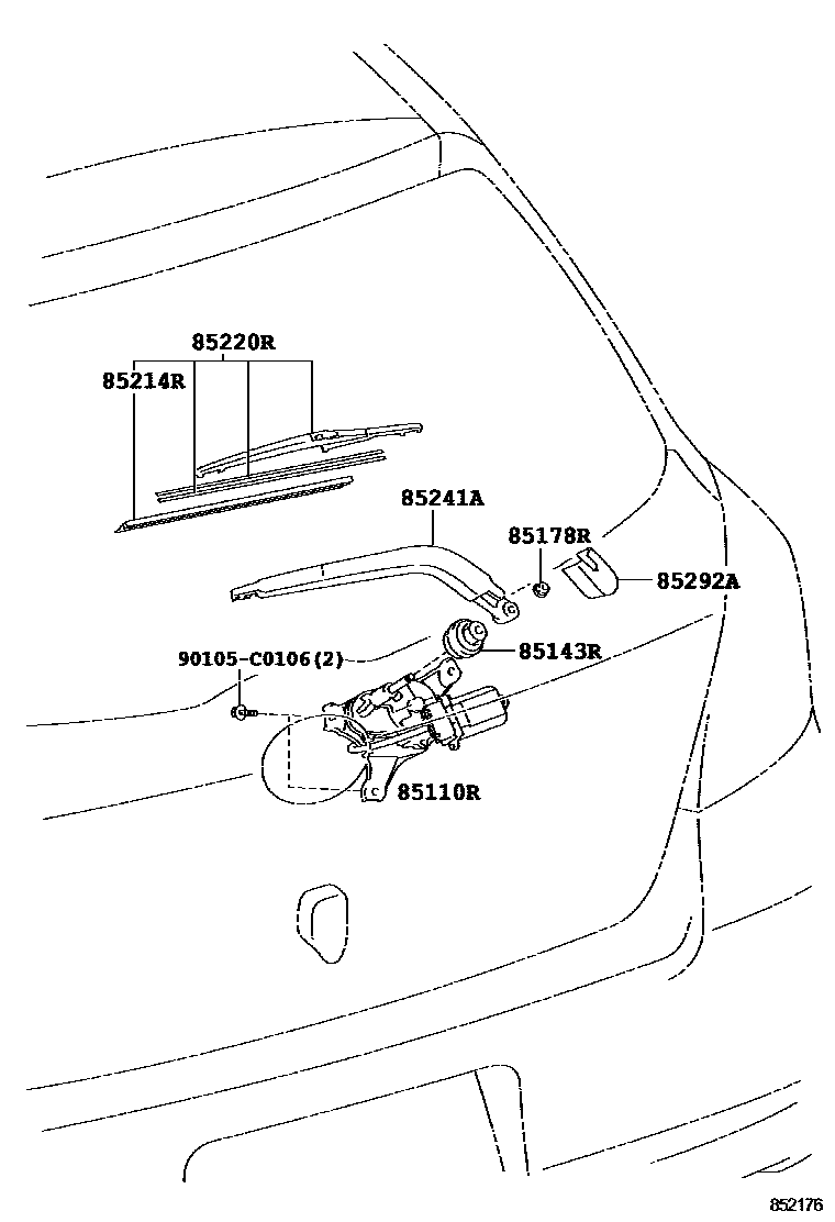 Toyota YARIS 后刮水器 EPC diagram — 852176