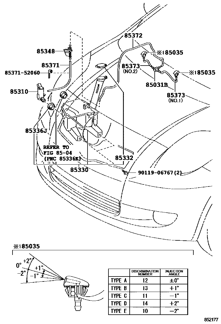 Toyota YARIS 挡风玻璃清洗器 EPC diagram — 852177