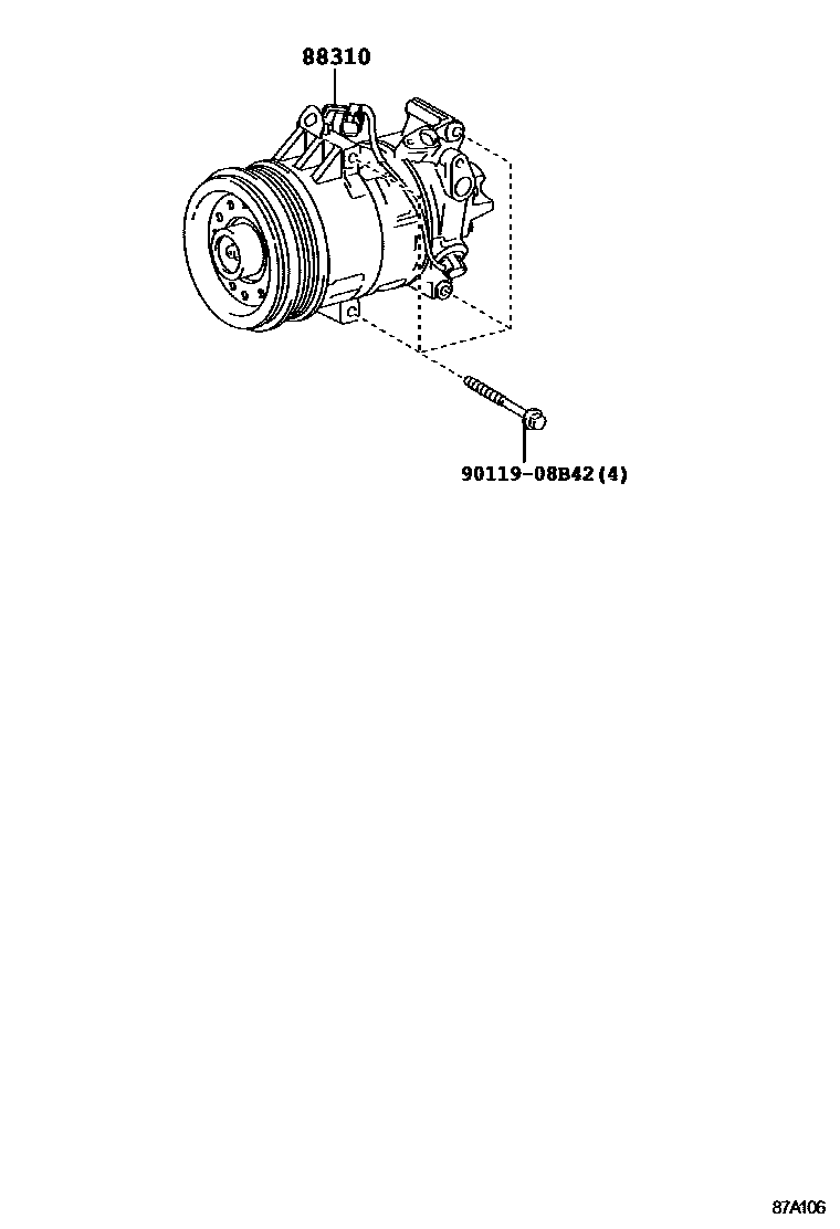 Toyota YARIS Heating & Air Conditioning - Compressor EPC diagram — 87A106