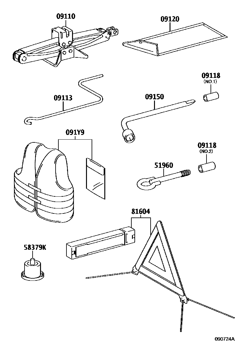 Toyota YARIS Standard Tools EPC diagram — 090724A