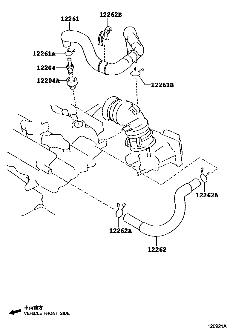 Toyota YARIS Ventilation Hose EPC diagram — 120921A