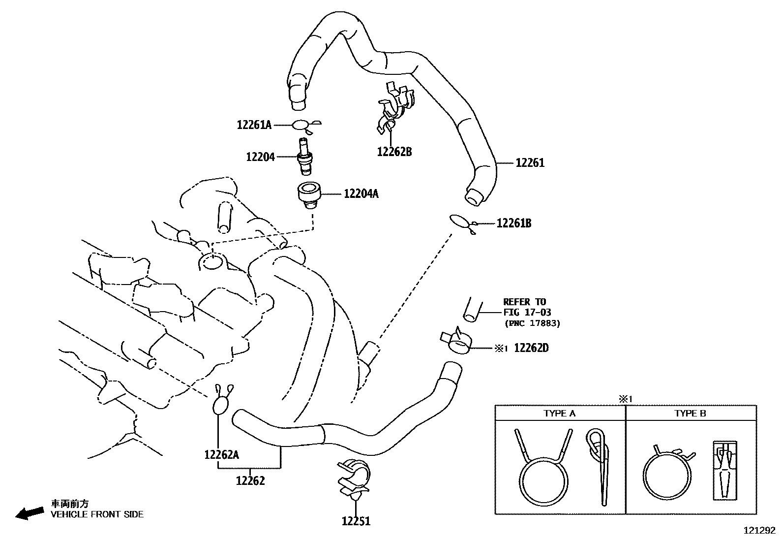 Toyota YARIS Ventilation Hose EPC diagram — 121292