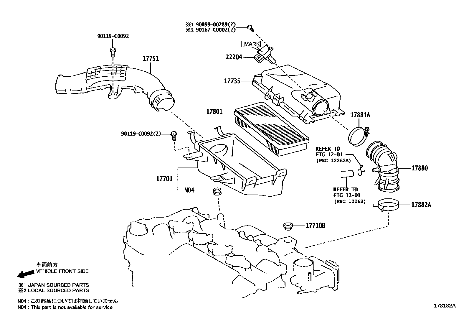Toyota YARIS Air Cleaner EPC diagram — 178182A