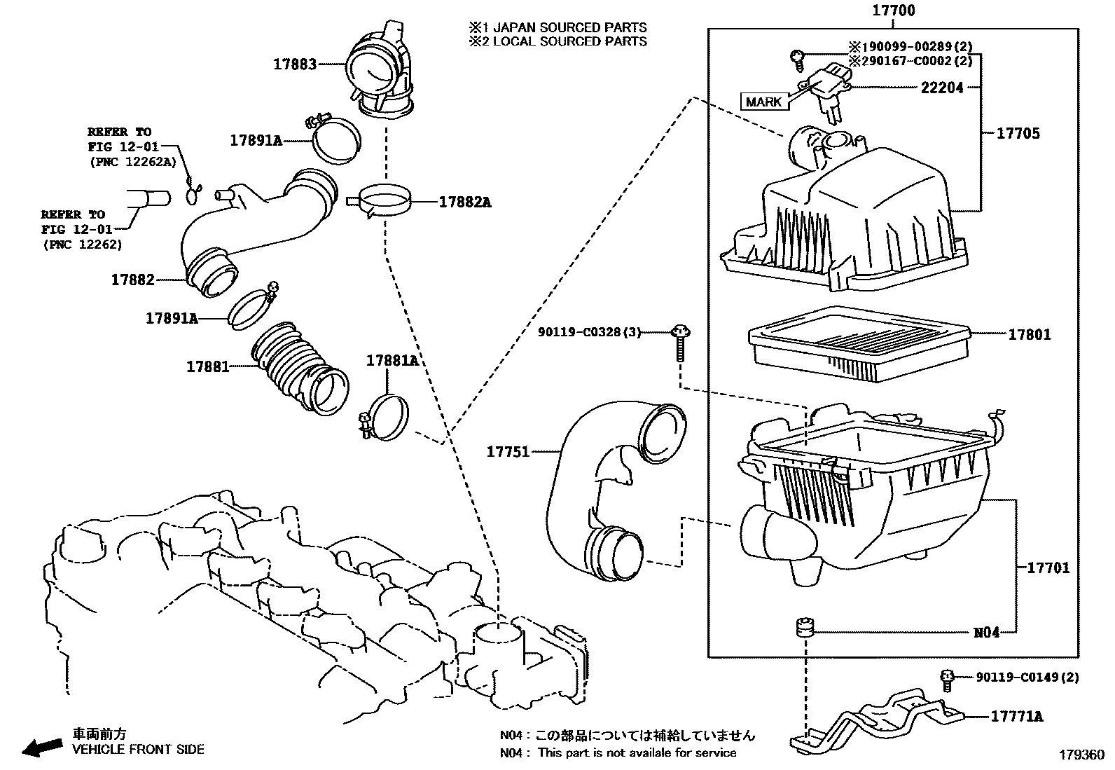 Toyota YARIS Air Cleaner EPC diagram — 179360