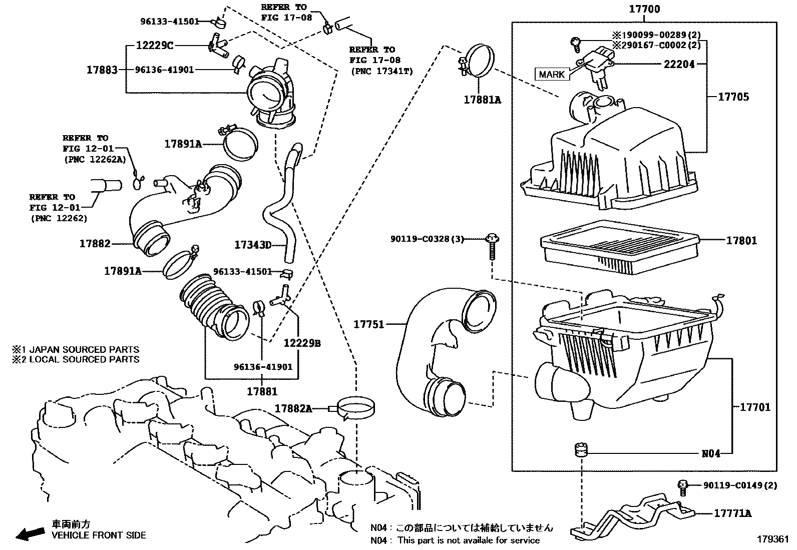 Toyota YARIS Air Cleaner EPC diagram — 179361