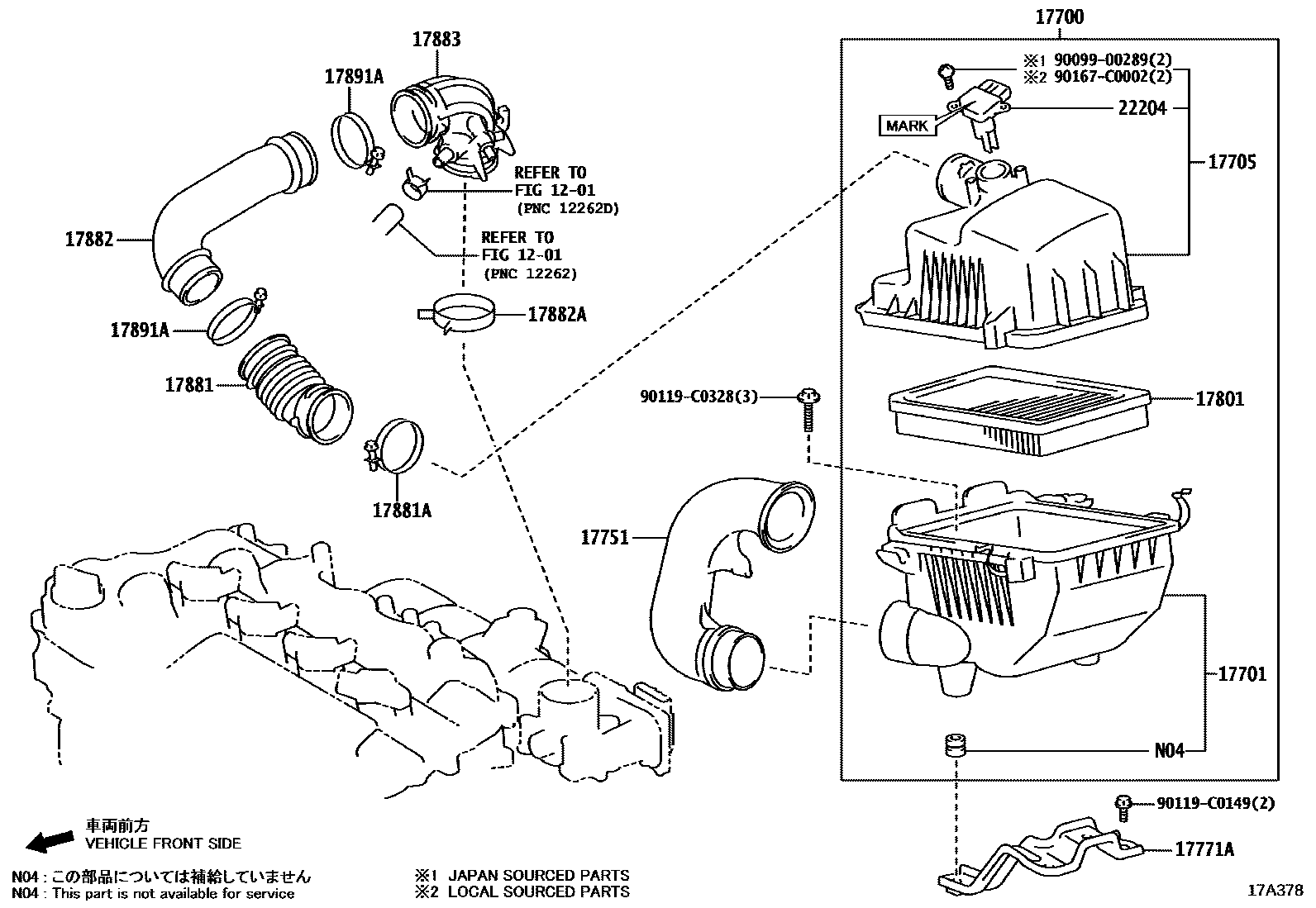 Toyota YARIS Air Cleaner EPC diagram — 17A378