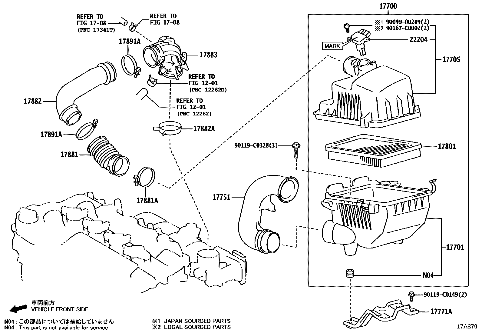 Toyota YARIS Air Cleaner EPC diagram — 17A379