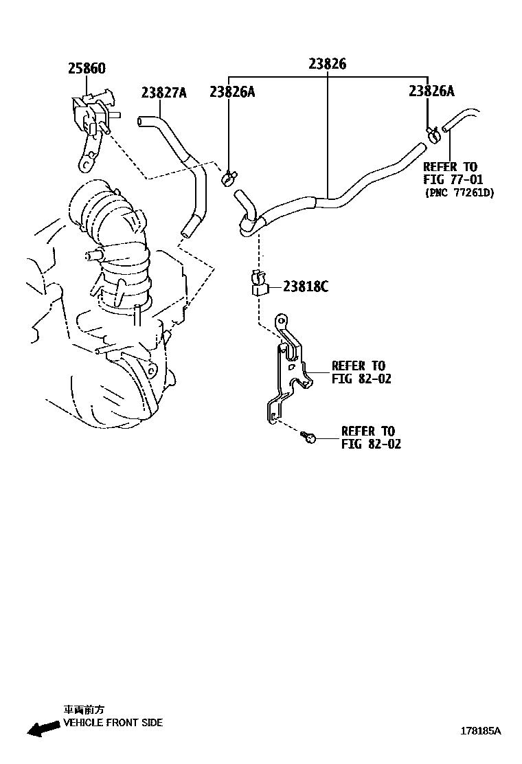 Toyota YARIS vacuum tube EPC diagram — 178185A