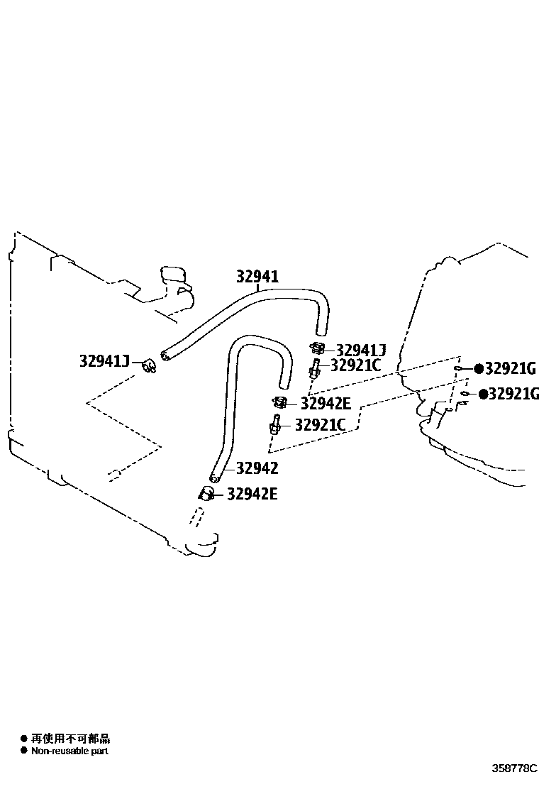 Toyota YARIS 变速器油冷却器和配管(ATM) EPC diagram — 358778C
