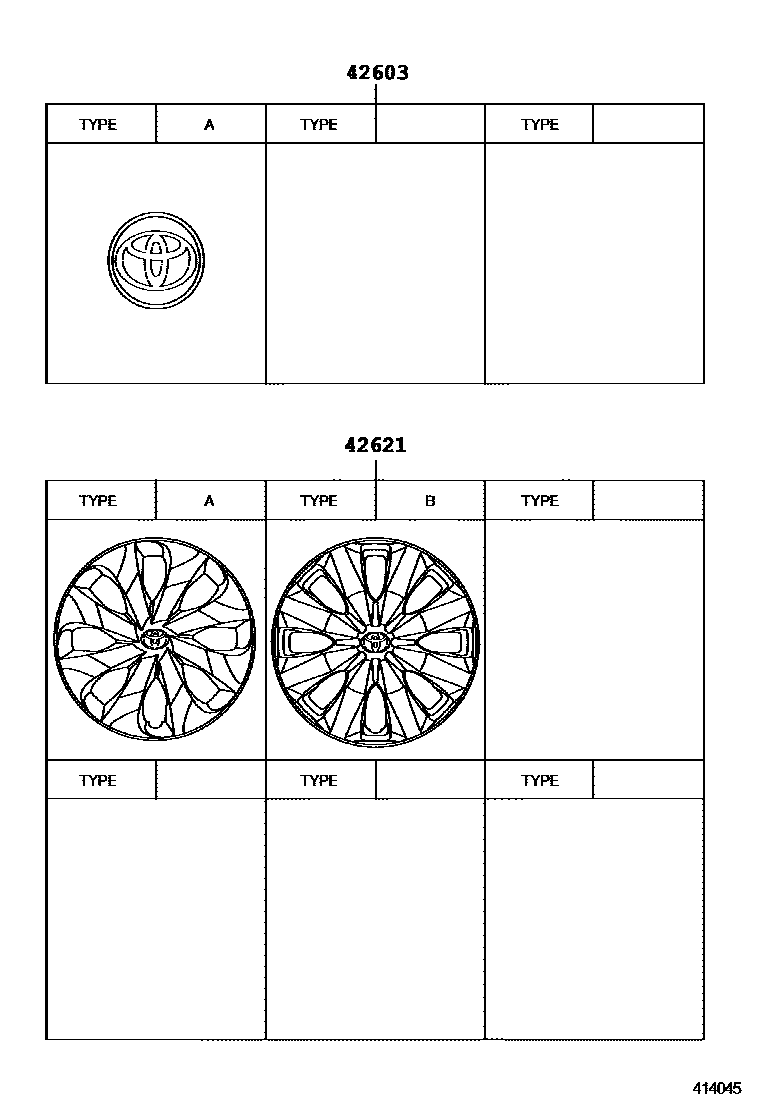 Toyota YARIS 车轮和车轮盖 EPC diagram — 414045