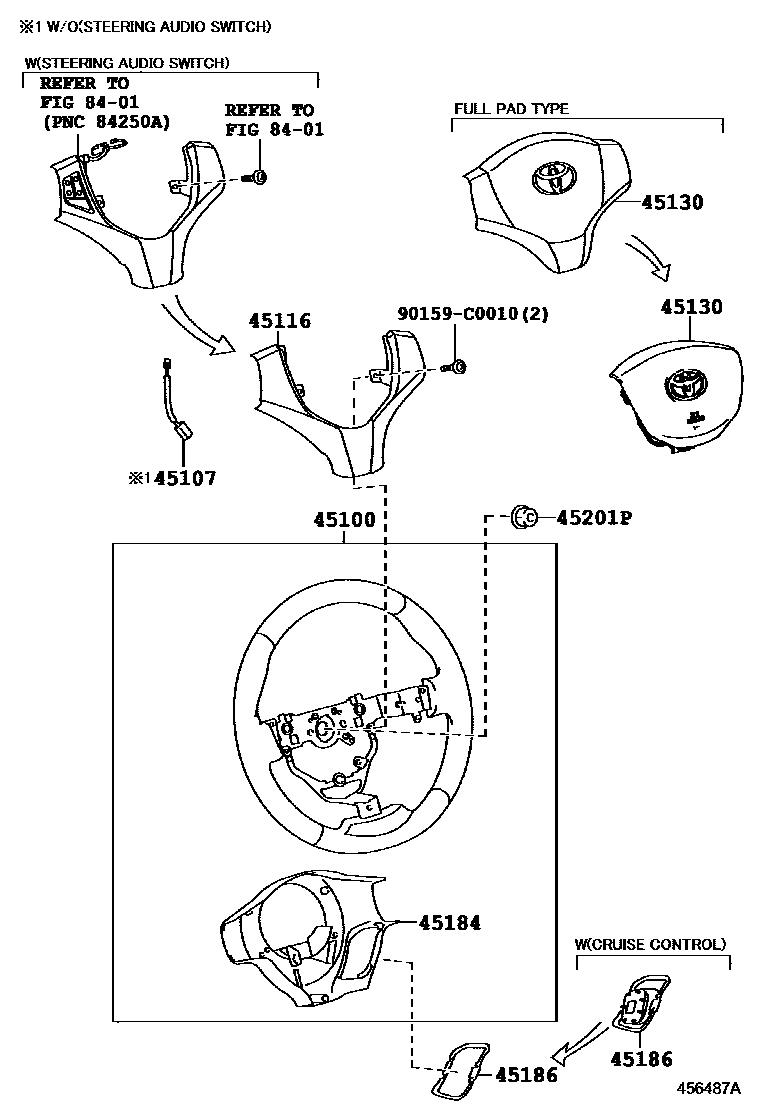 Toyota YARIS Steering Wheel EPC diagram — 456487A