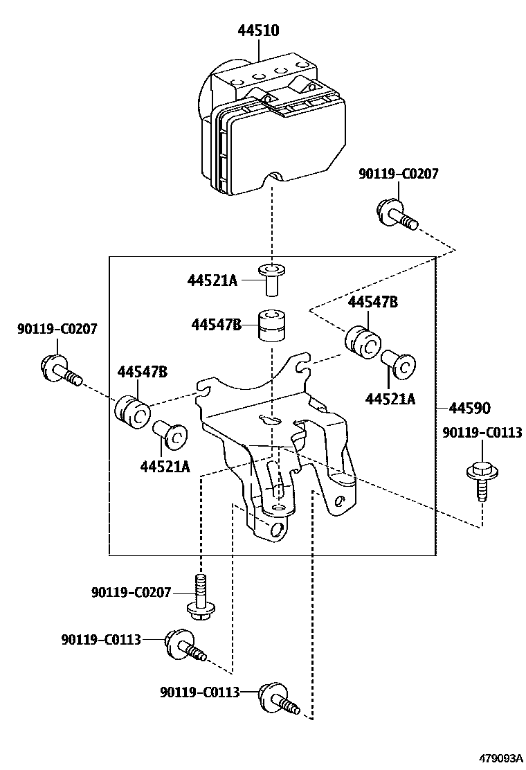 Toyota YARIS 制动配管和卡箍 EPC diagram — 479093A