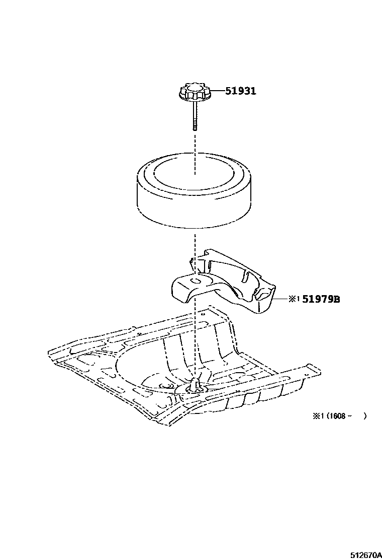 Toyota YARIS Spare tire rack EPC diagram — 512670A
