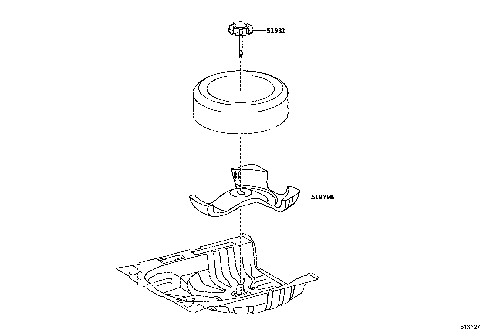 Toyota YARIS Spare tire rack EPC diagram — 513127