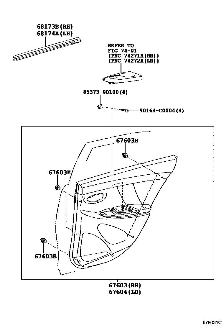 Toyota YARIS 后门板和后门玻璃 EPC diagram — 678031C