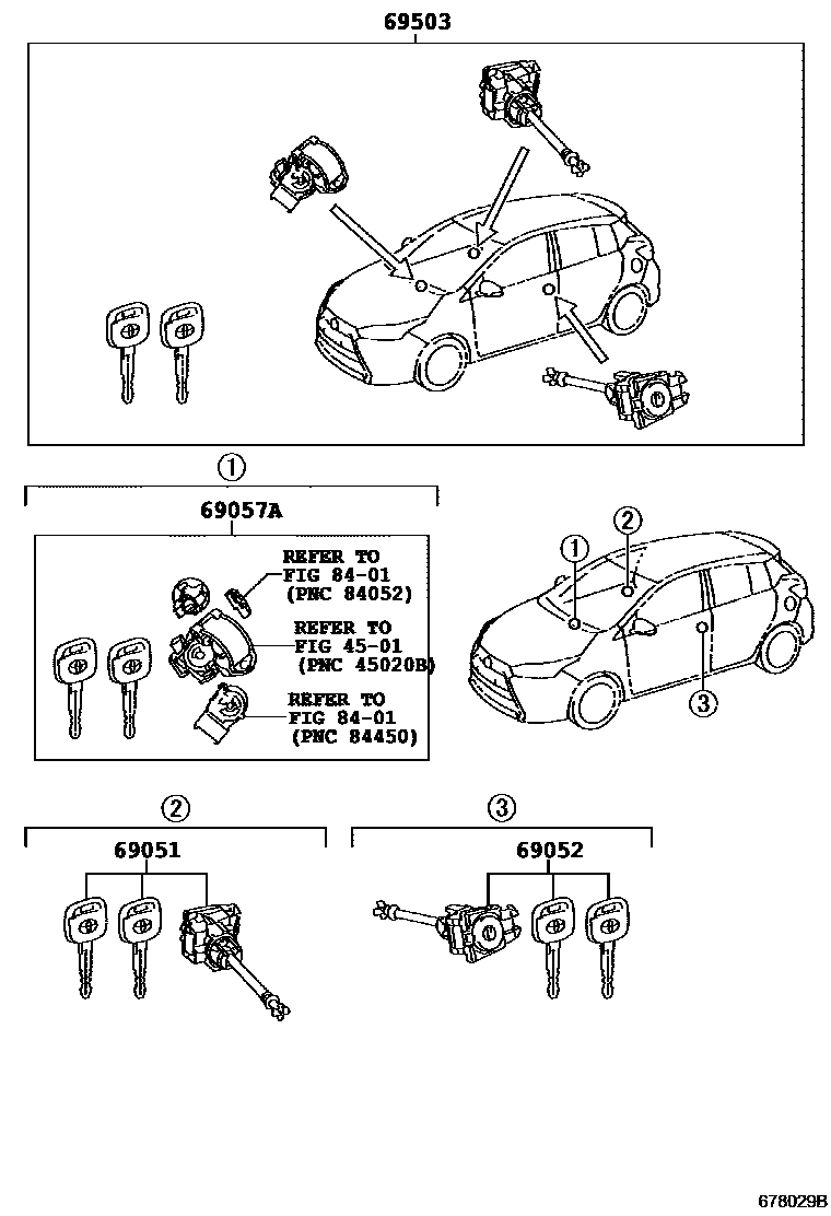 Toyota YARIS 锁芯组件 EPC diagram — 678029B
