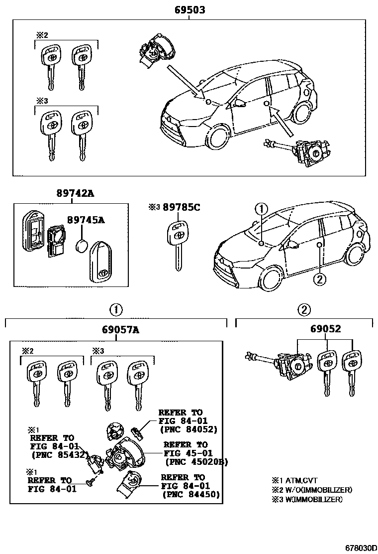 Toyota YARIS 锁芯组件 EPC diagram — 678030D