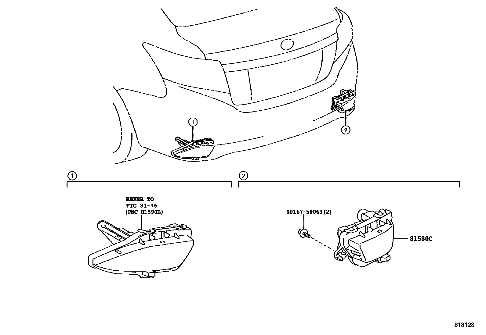 Toyota YARIS reflector EPC diagram — 818128