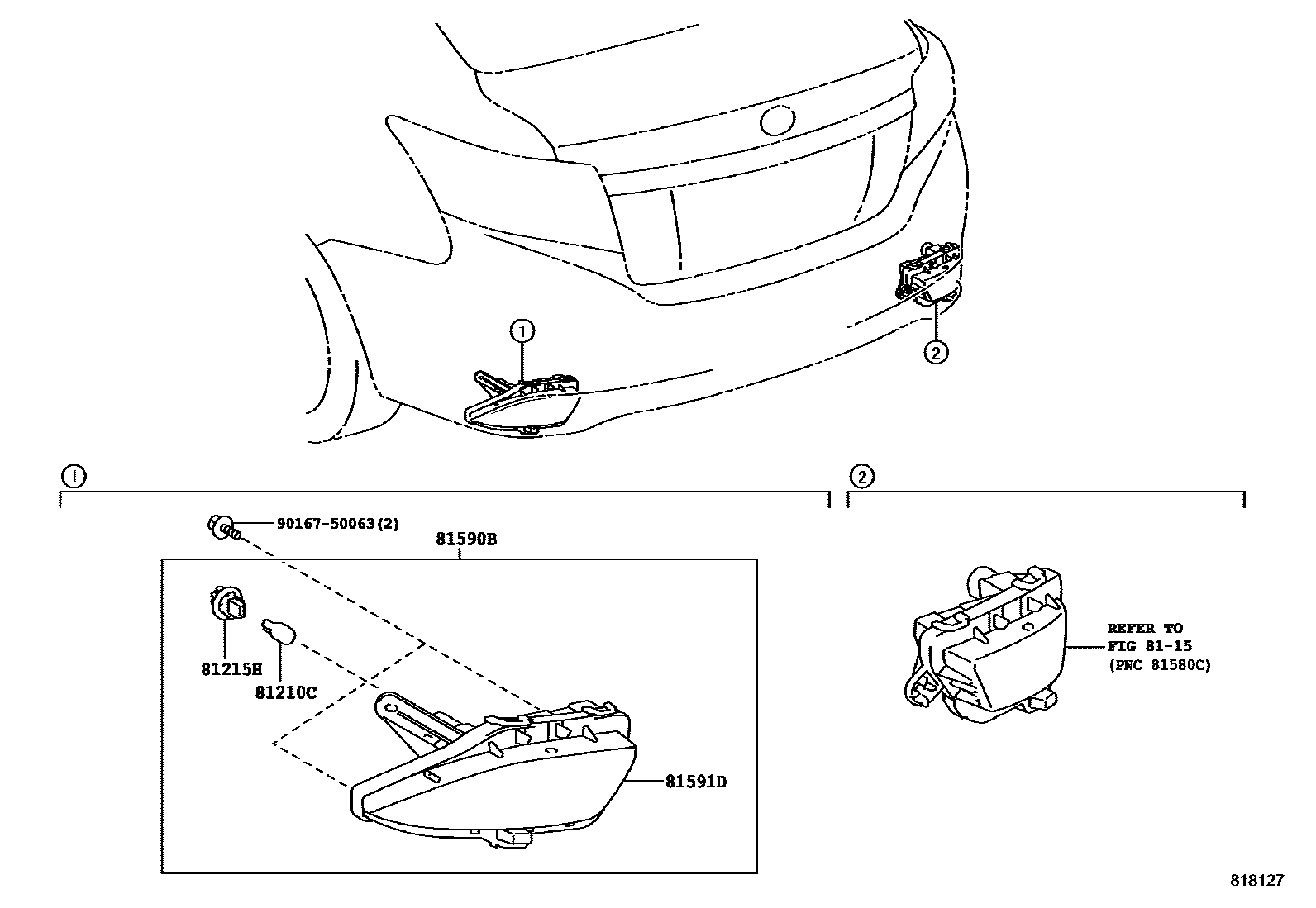 Toyota YARIS 后雾灯 EPC diagram — 818127