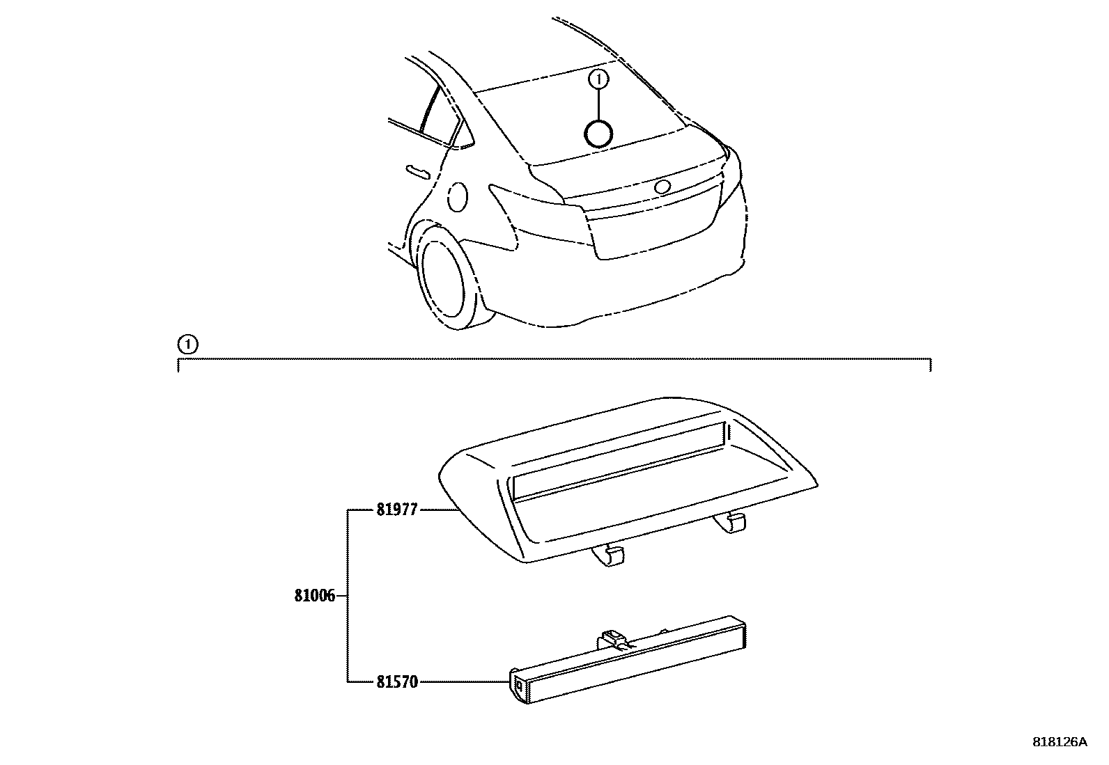 Toyota YARIS 高位刹车灯 EPC diagram — 818126A