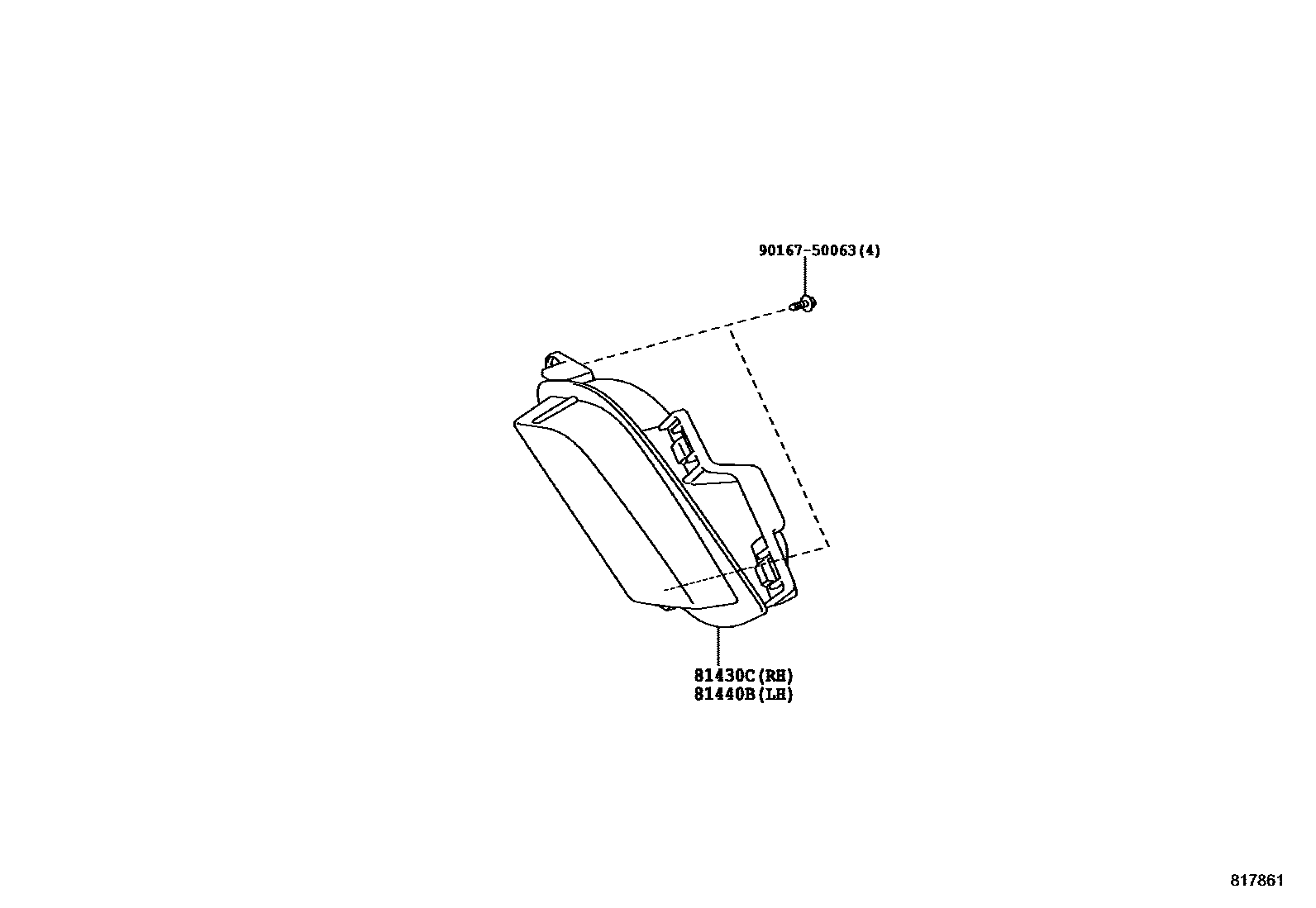 Toyota YARIS 日间行车照明灯或照明灯 EPC diagram — 817861