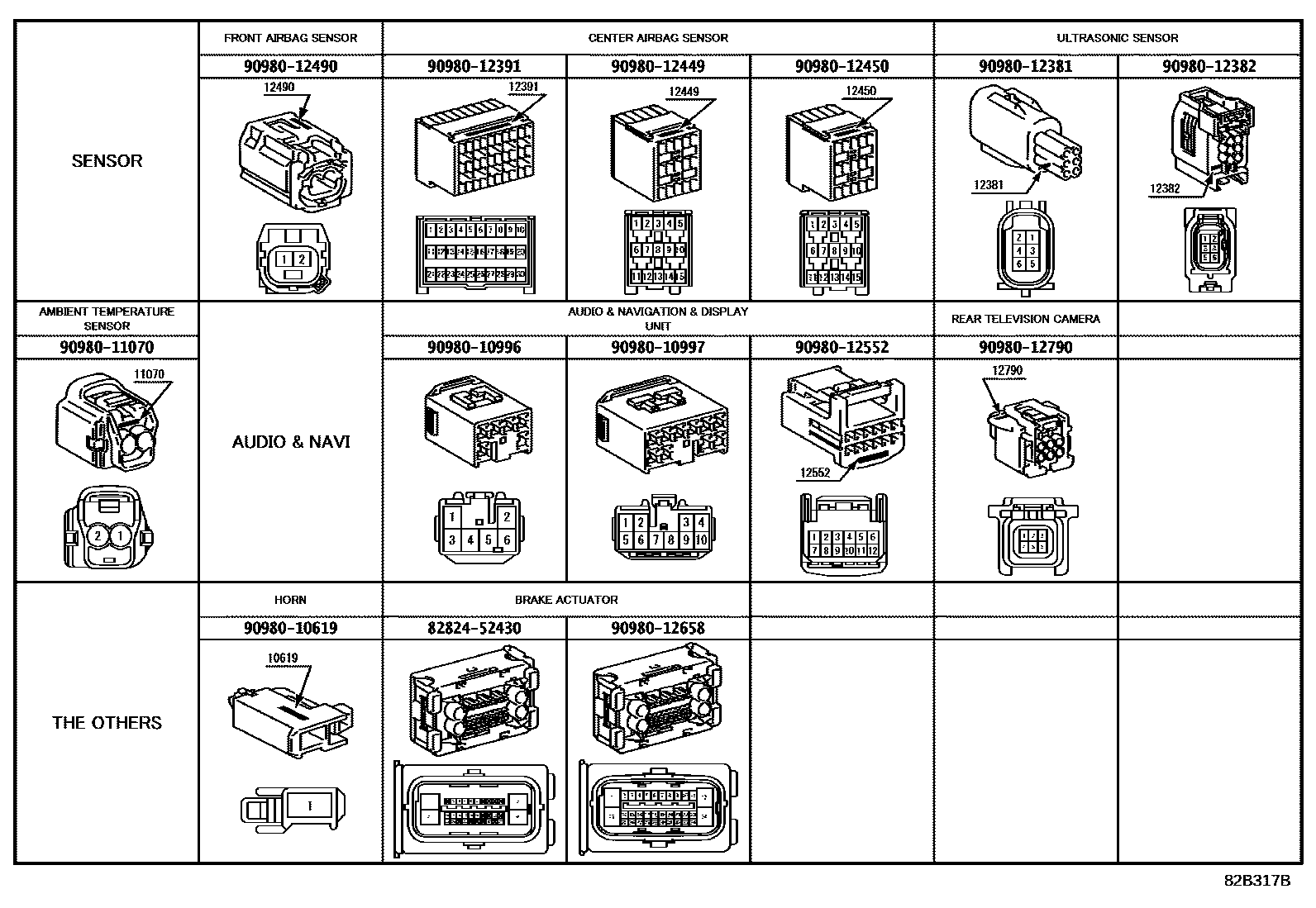 Toyota YARIS 线束和卡夹 EPC diagram — 82B317B