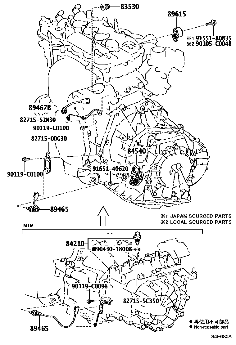 Toyota YARIS 开关和继电器和ECU EPC diagram — 84E680A
