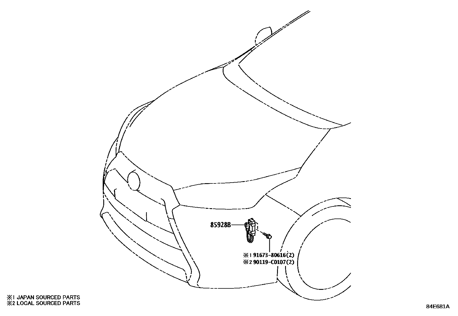 Toyota YARIS 开关和继电器和ECU EPC diagram — 84E681A