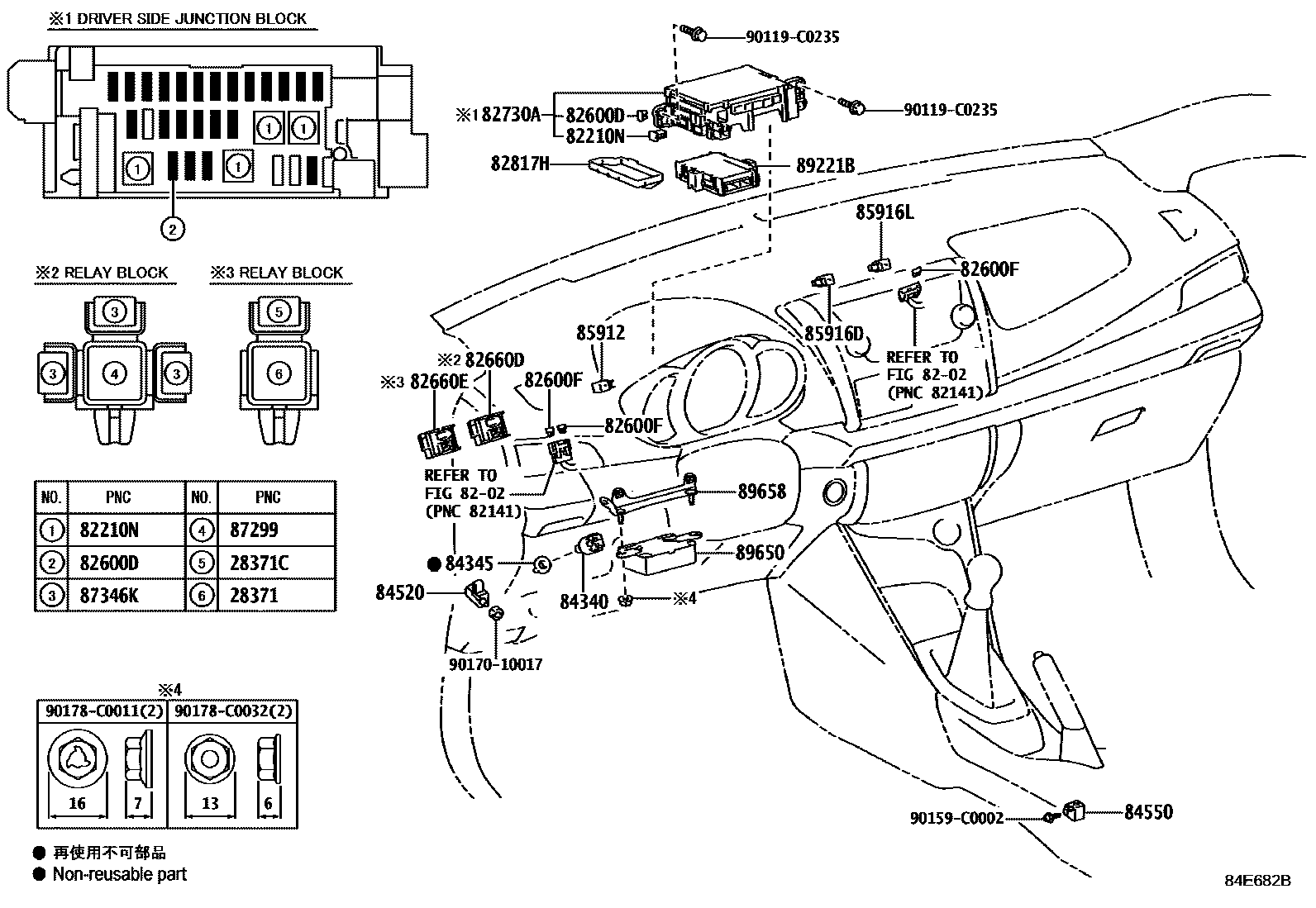Toyota YARIS 开关和继电器和ECU EPC diagram — 84E682B