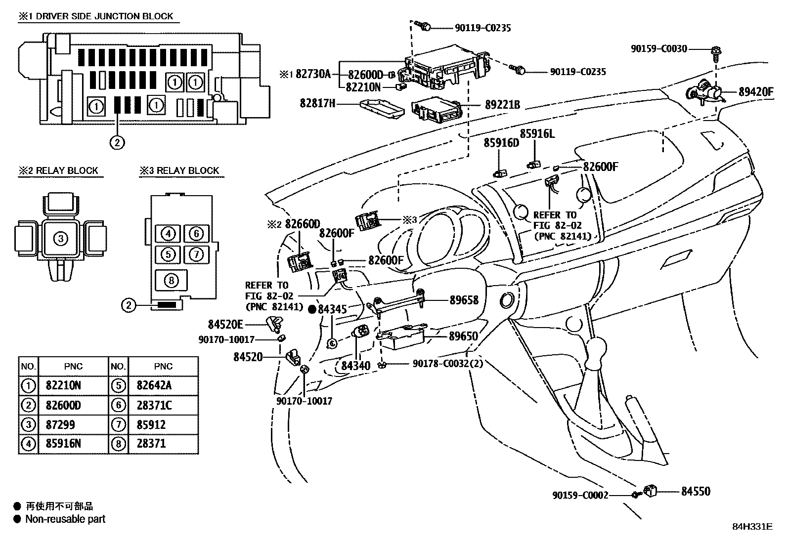 Toyota YARIS 开关和继电器和ECU EPC diagram — 84H331E