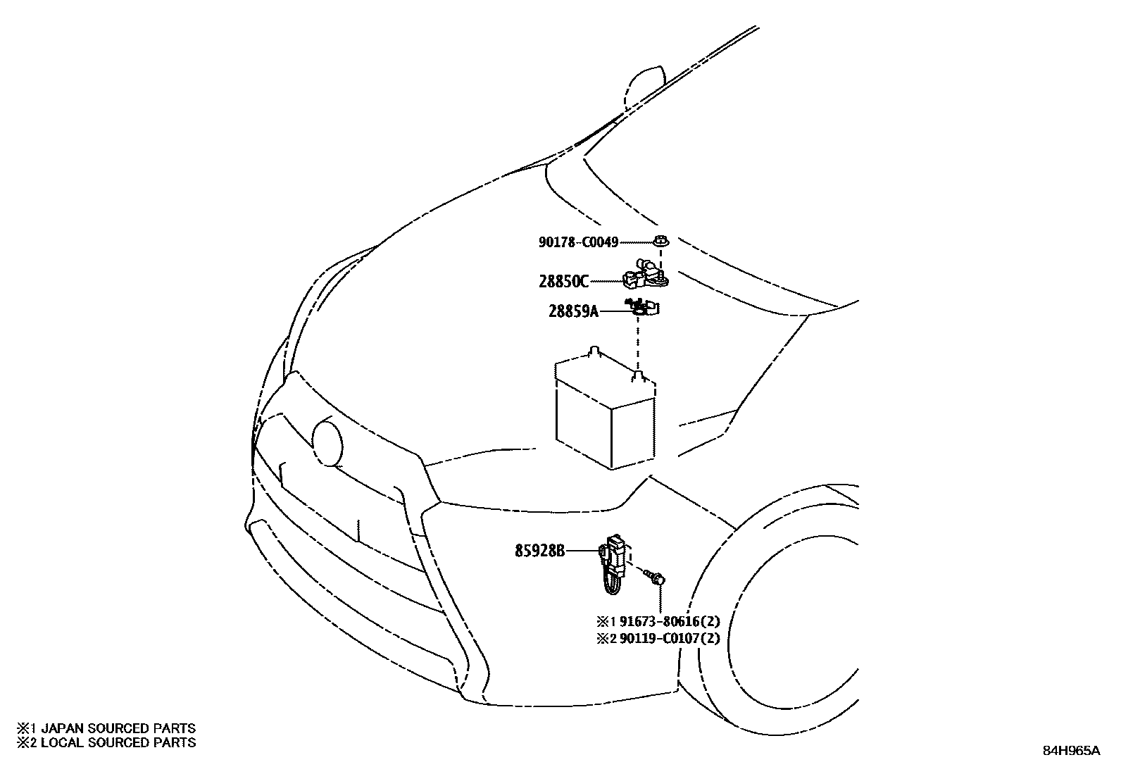 Toyota YARIS 开关和继电器和ECU EPC diagram — 84H965A