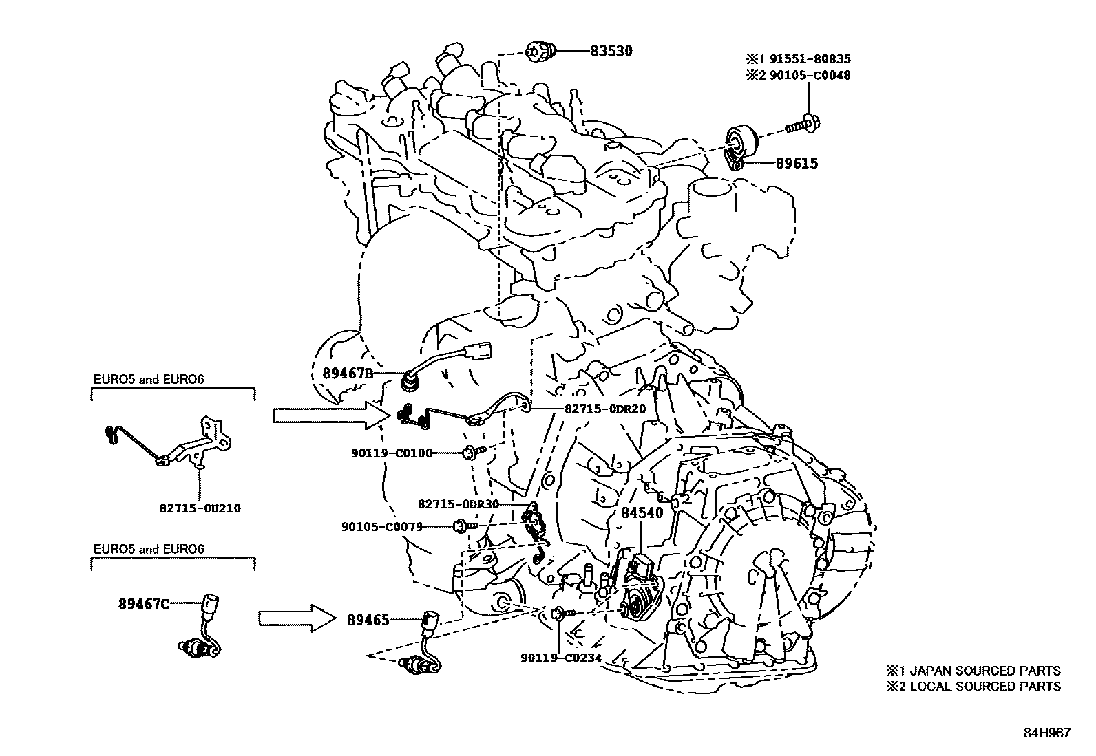 Toyota YARIS 开关和继电器和ECU EPC diagram — 84H967