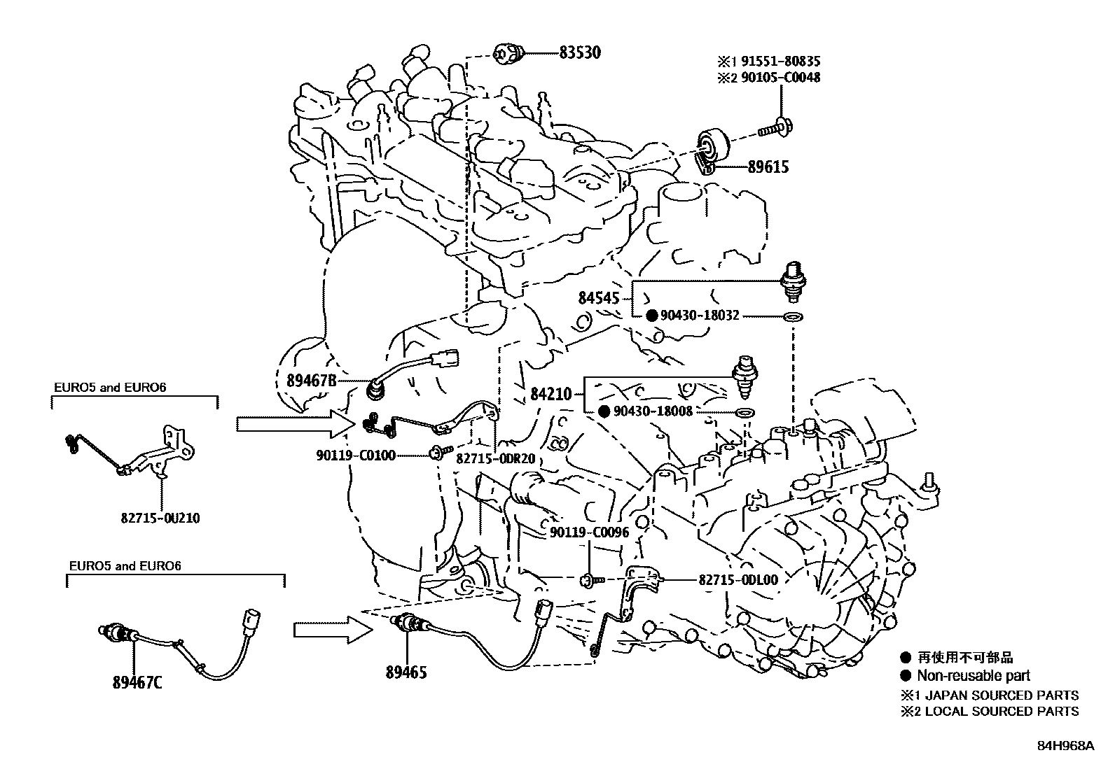 Toyota YARIS 开关和继电器和ECU EPC diagram — 84H968A