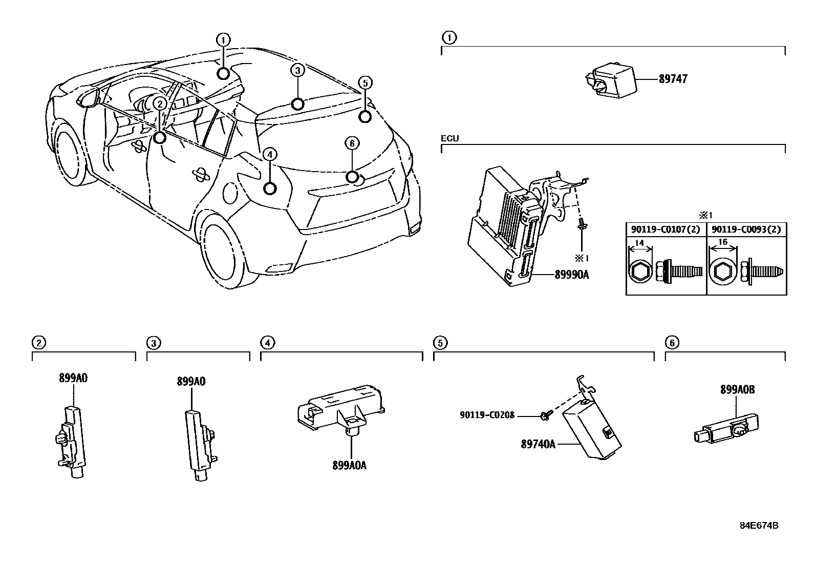 Toyota YARIS 遥控门锁 EPC diagram — 84E674B