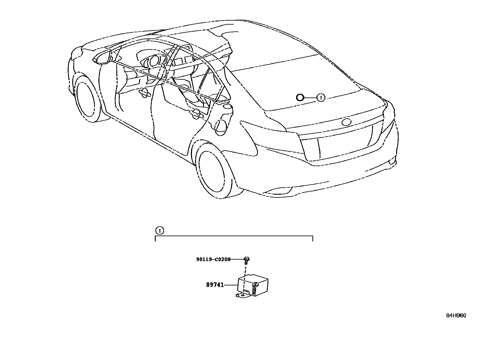 Toyota YARIS 遥控门锁 EPC diagram — 84H960