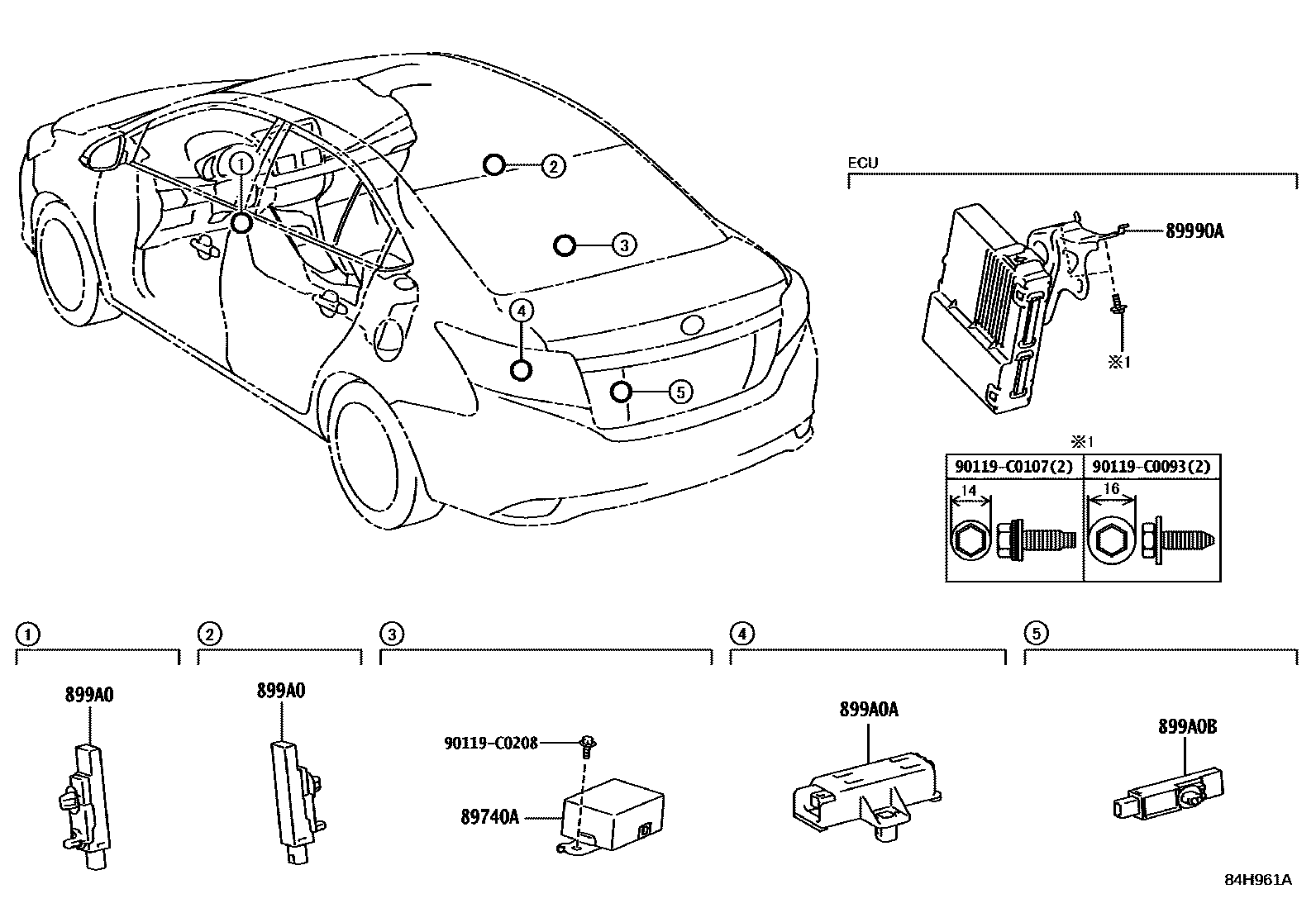 Toyota YARIS 遥控门锁 EPC diagram — 84H961A