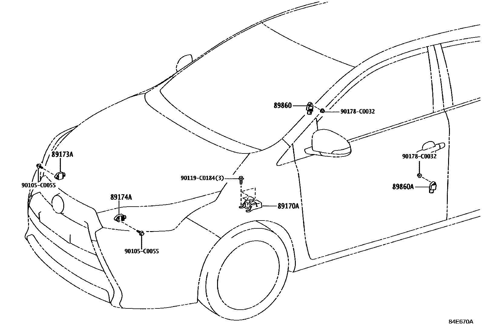 Toyota YARIS 空气囊 EPC diagram — 84E670A