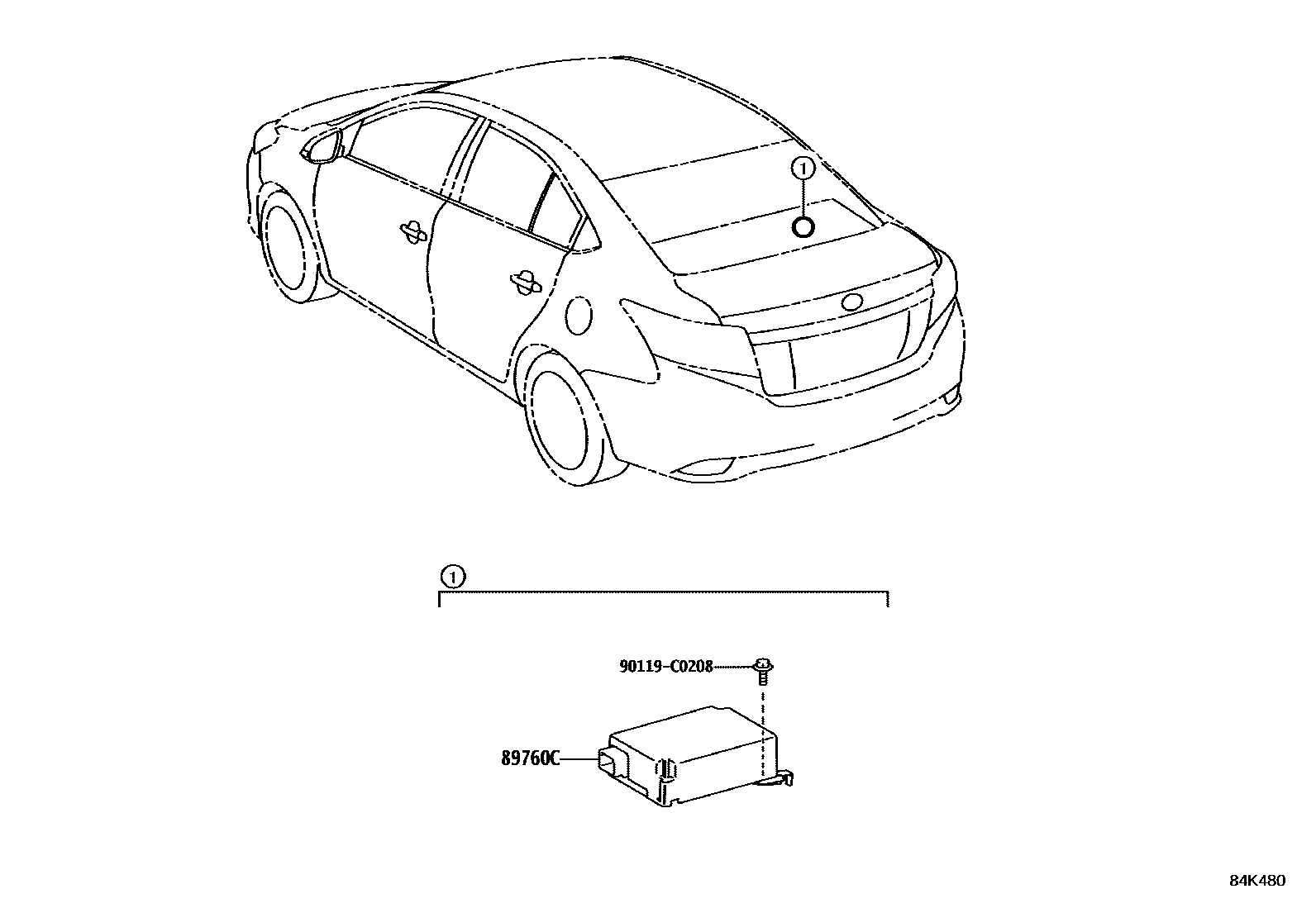 Toyota YARIS 轮胎压力警告系统 EPC diagram — 84K480
