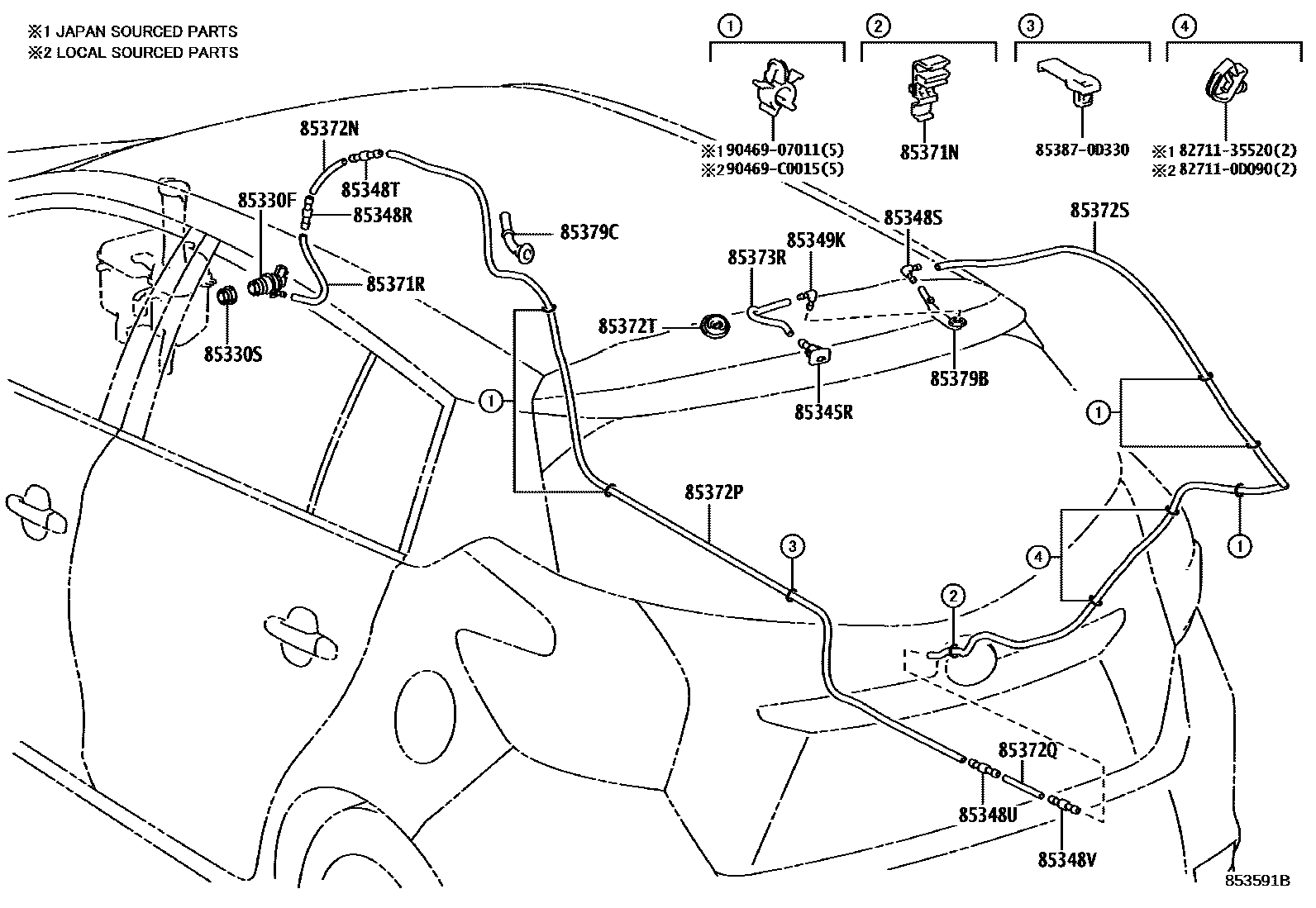 Toyota YARIS 后清洗器 EPC diagram — 853591B
