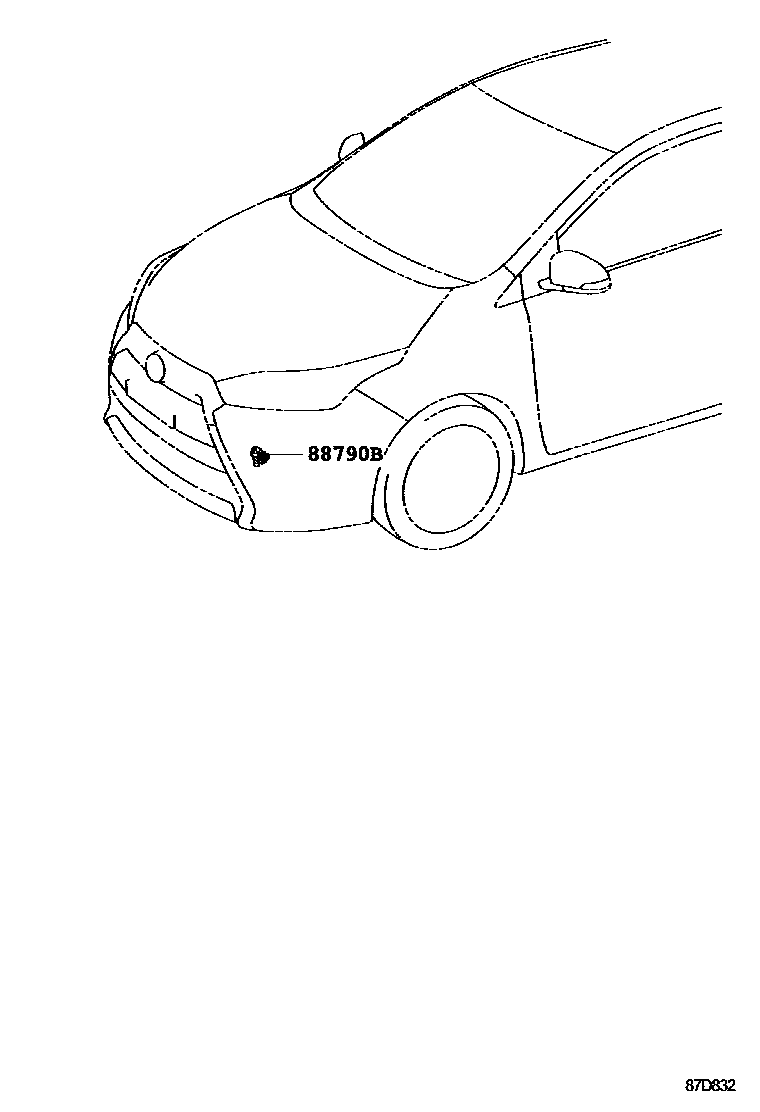 Toyota YARIS 暖风和空调系统 - 控制器和风管 EPC diagram — 87D832