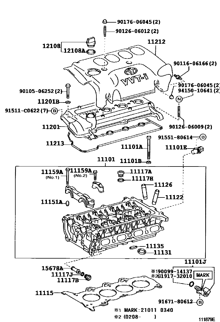 Toyota YARIS Cylinder Head EPC diagram — 111879E