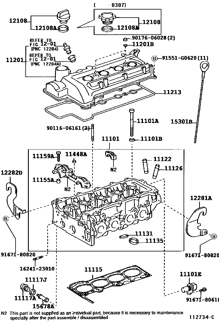 Toyota YARIS Cylinder Head EPC diagram — 112734C
