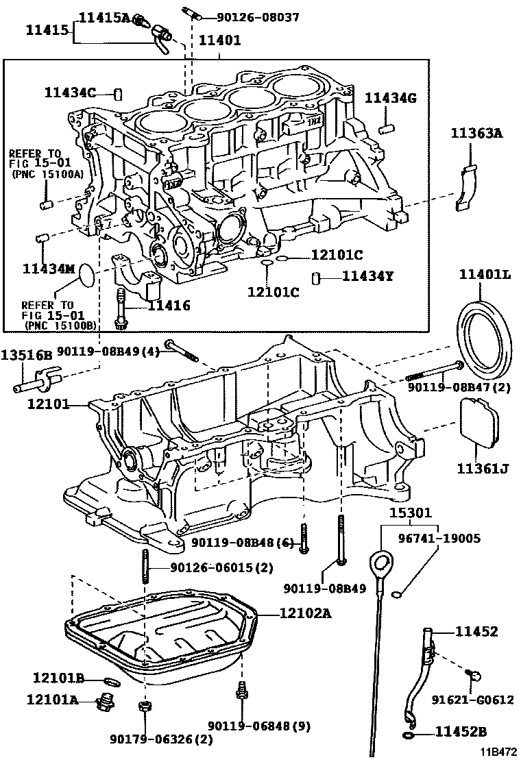 Toyota YARIS Cylinder Block EPC diagram — 11B472