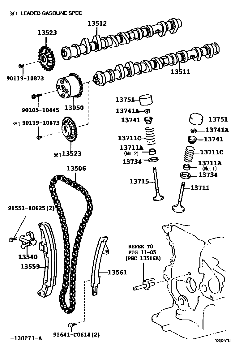 Toyota YARIS Camshaft & Valve EPC diagram — 130271I