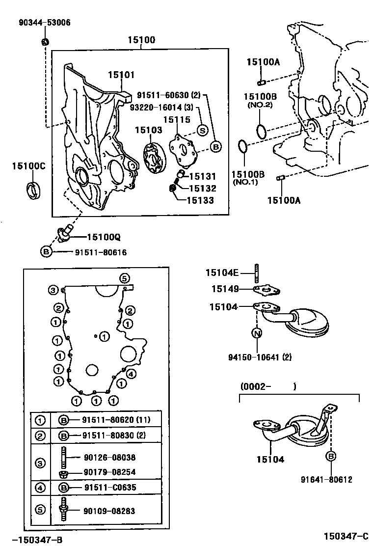 Toyota YARIS Engine Oil Pump EPC diagram — 150347C